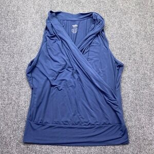 Simple Wishes Maternity Nursing Tank Top Blue Surplice Faux Wrap XL